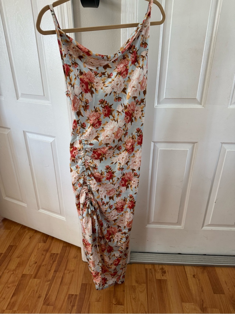 MARBLE Floral Cowl Maxi Dress in Light Blue and Pink